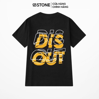 Áo thun tay lỡ stone dáng unisex form rộng in hình disout