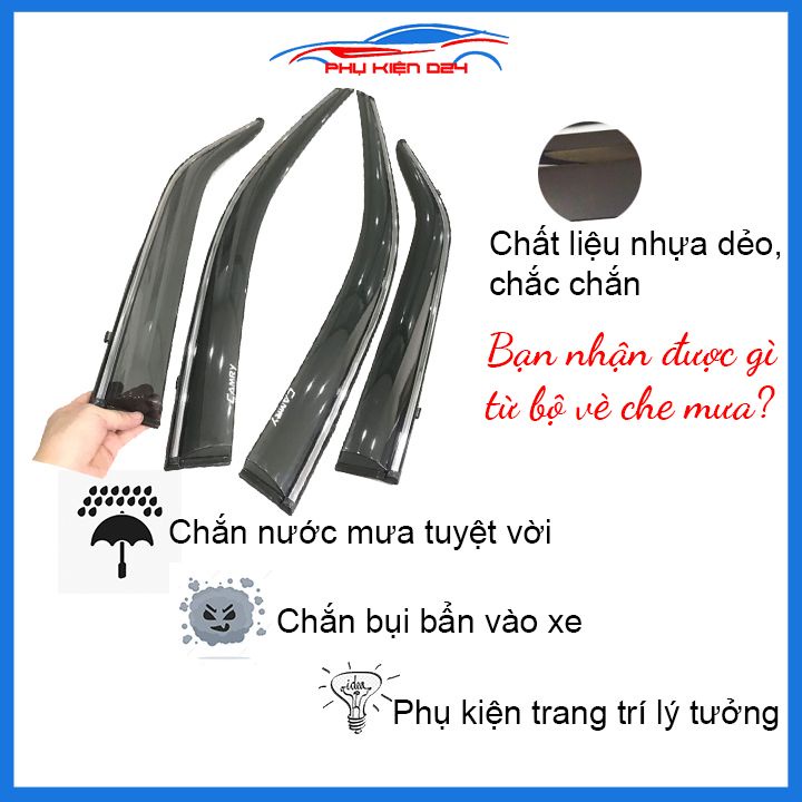 Vè mưa Camry 2012-2013-2014-2015-2016-2017-2018 vè chỉ mạ che mưa bảo vệ xe