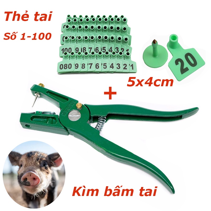 Kìm Bấm Thẻ Đeo Tai Lợn Heo Và Thẻ Đeo Tai Bằng Nhựa Thích Hợp  Cho Gia Súc Heo Bò Dê,Thẻ Số Thực Dụng