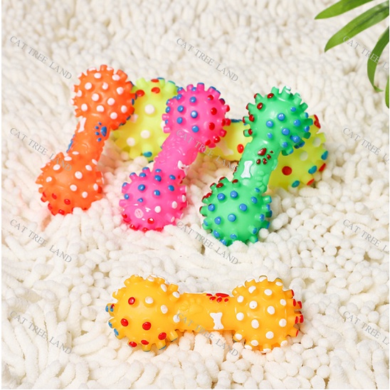 ĐỒ CHƠI CHÓ MÈO, BÓNG CAO SU MỀM, HÌNH QUẢ TẠ, PHÁT RA ÂM THANH - BANH GẶM NHẮM, GIẢM NGỨA RĂNG CHO THÚ CƯNG