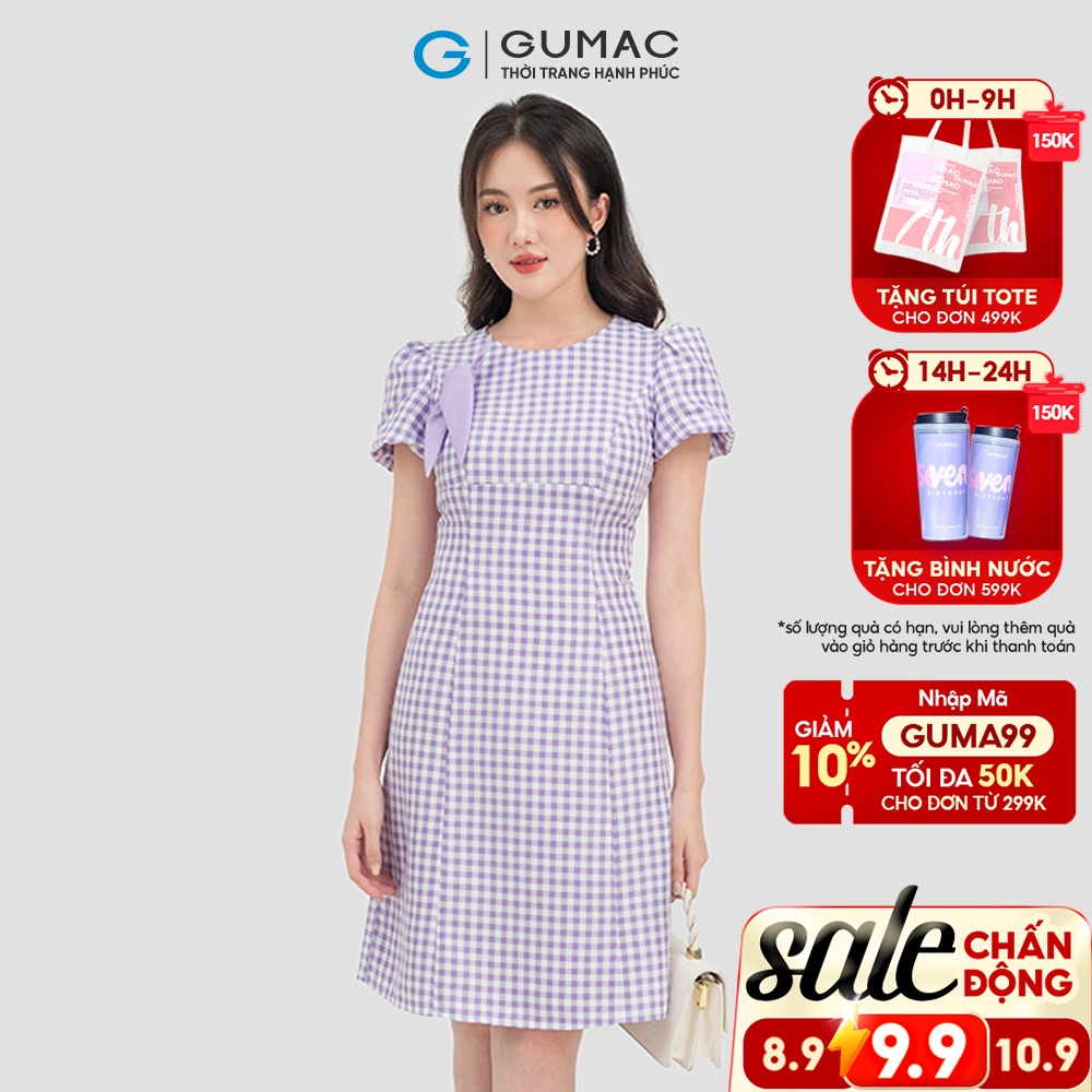Đầm váy nữ tay bí phụ kiện DC07034 thời trang GUMAC