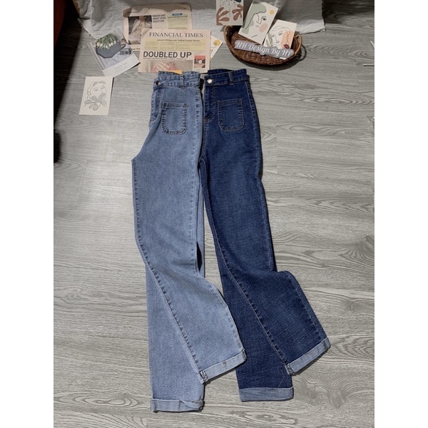 Quần jeans ống đứng túi trước gấp gấu tôn dáng ( mã 301 )