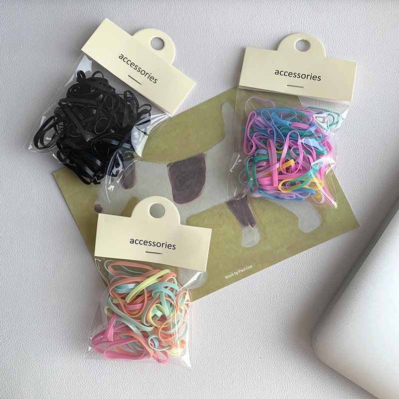 Set 100 Dây Thun Buộc Tóc Nhiều Màu Sắc Dày Dặn Độ Co Giãn Cao Dành Cho Nữ