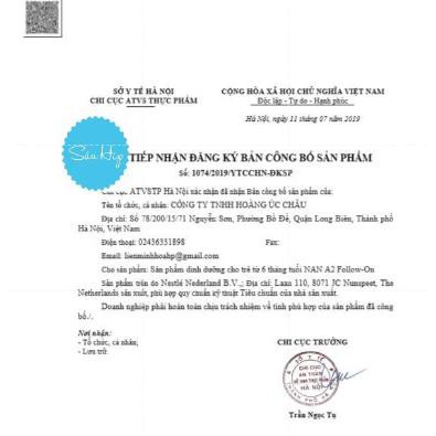 SỮA NAN A2 SỐ 1,2,3 - Hộp 800gr - NỘI ĐỊA ÚC