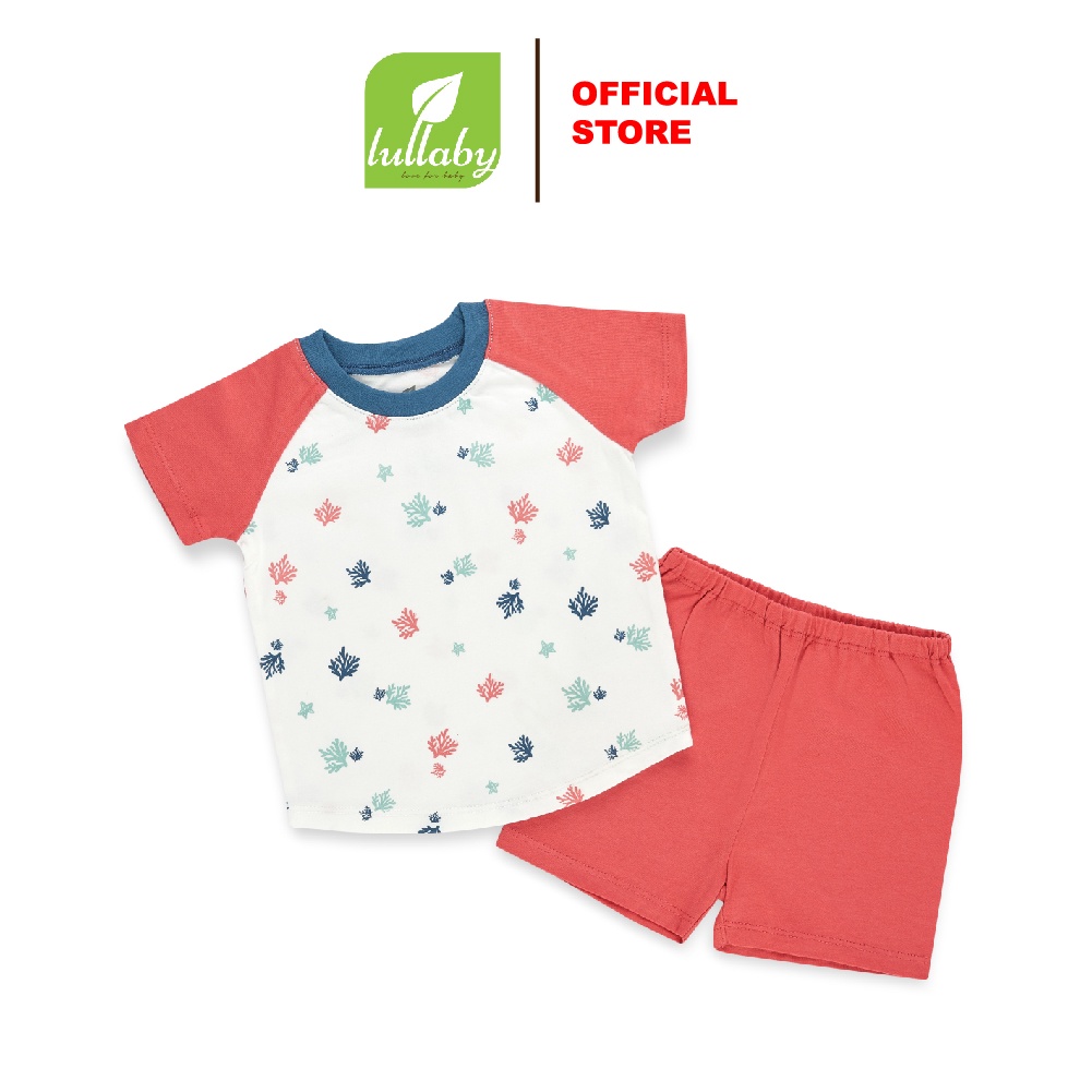 LULLABY Bộ quần áo cộc tay raglan bé trai NH343M