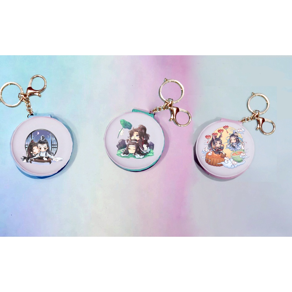 Gương trần tình lệnh 2 mặt GIK38 móc khoá gương tiêu chiến vương nhất bác in hình hoạt hình cute dễ thương