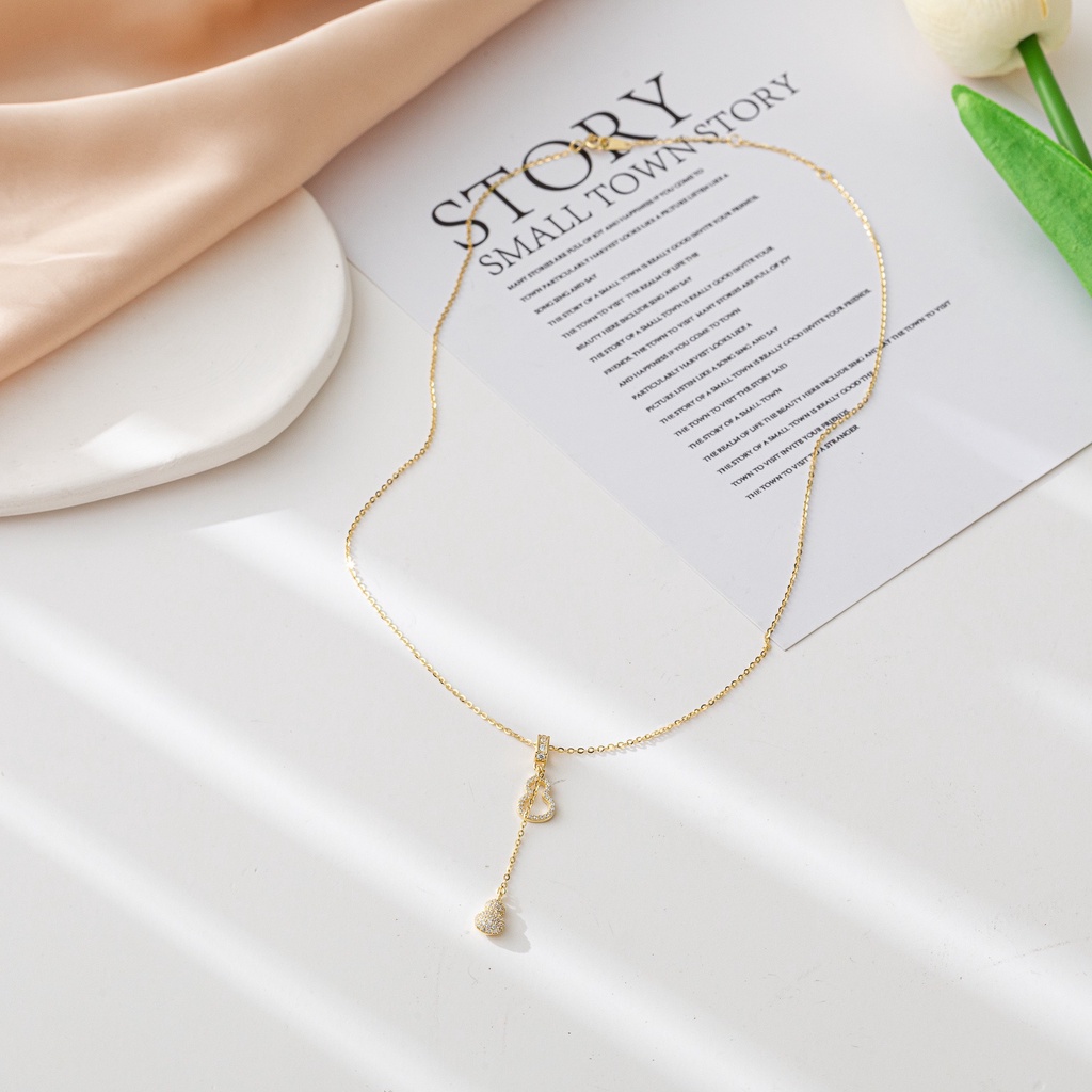 Dây chuyền titan nữ không gỉ mạ vàng 18k, mặt hồ lô may mắn Her Accessories CT320