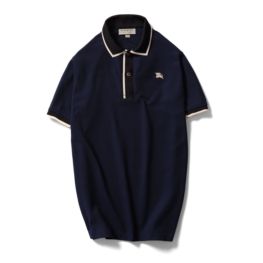 Áo thun nam có cổ xuất khẩu, áo thun polo BURBERRY tay ngắn vải cotton gai co giãn màu xanh than ( BBR7 )