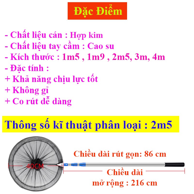 [Full Inox] Vợt vớt Cá Hợp kim cao cấp đủ size siêu bền KK-17