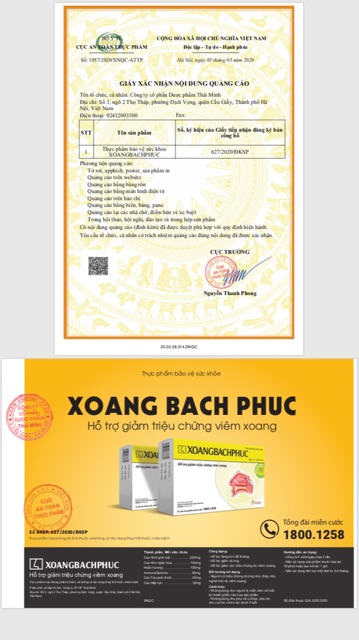 Xoang bách phục- thực phẩm bảo vệ sức khỏe