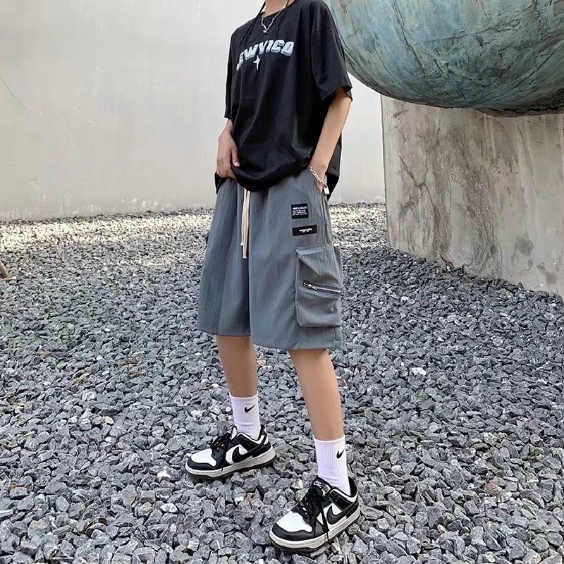 Quần Short Dáng Rộng Nhiều Túi Phong Cách Hip Hop Hàn Quốc Thời Trang Mùa Hè Cho Nam Size M-3XL