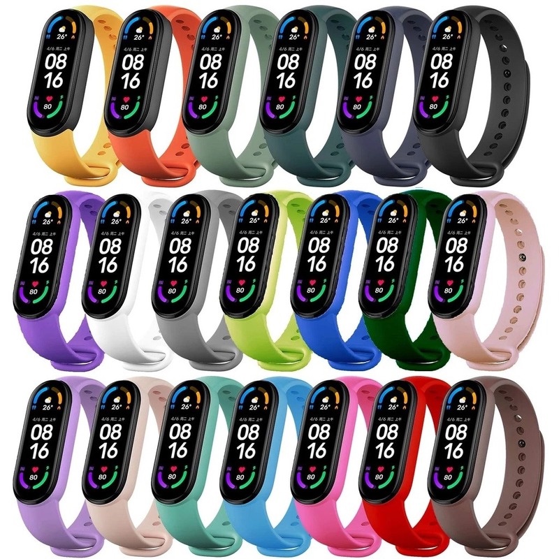 Dây Đeo Thay Thế Chất Liệu Cao Su Nhiều Màu Cho Xiaomi Mi Band 7 6 5 4 3 Xiao Miband 7