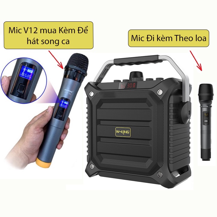 Loa karaoke bluetooth W-King K3H 100W tặng kèm mic, Loa di động, Pin cực lâu - BH 12 tháng