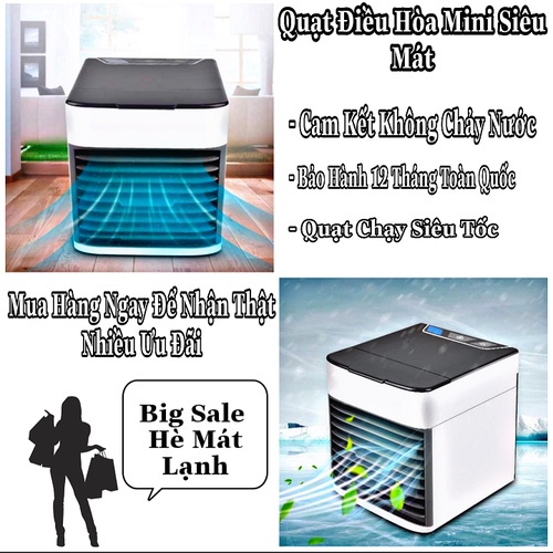 Quạt Điều Hoà Hơi Nước Để Bàn Mini, Làm Mát Không Khí, Phun Sương Giữ Ẩm, Dây Sạc USB Nhỏ Gọn Có Bảo Hành