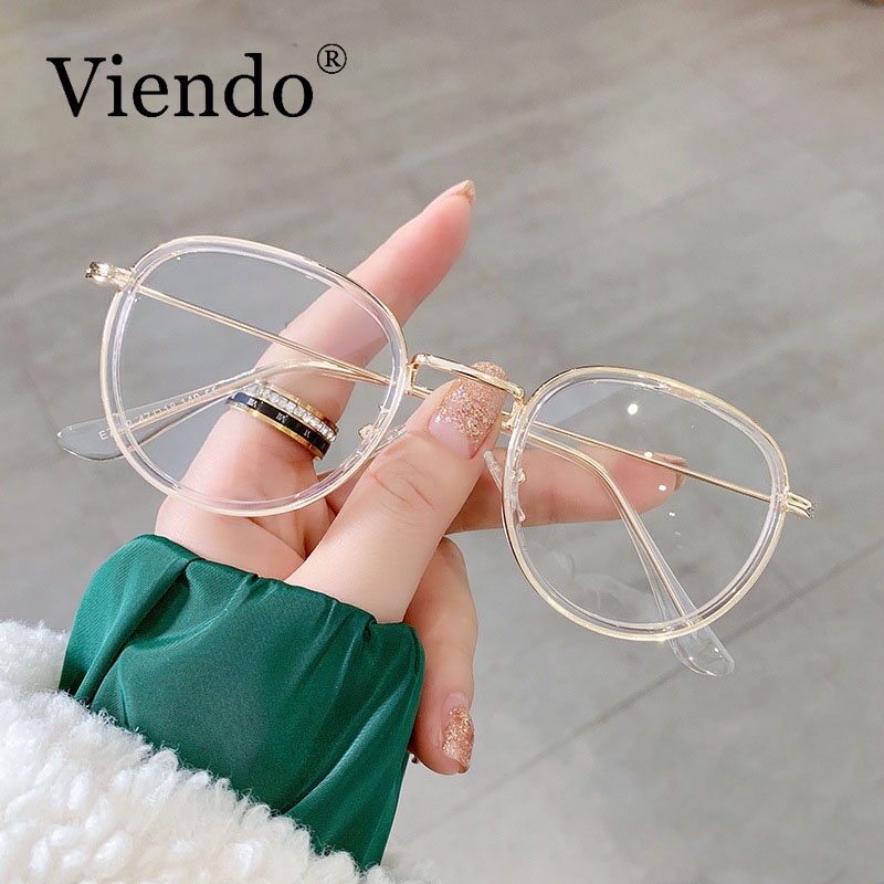 Mắt kính VIENDO gọng tròn kim loại đổi màu chống ánh sáng xanh chống tia UV thời trang Hàn Quốc cho nam nữ