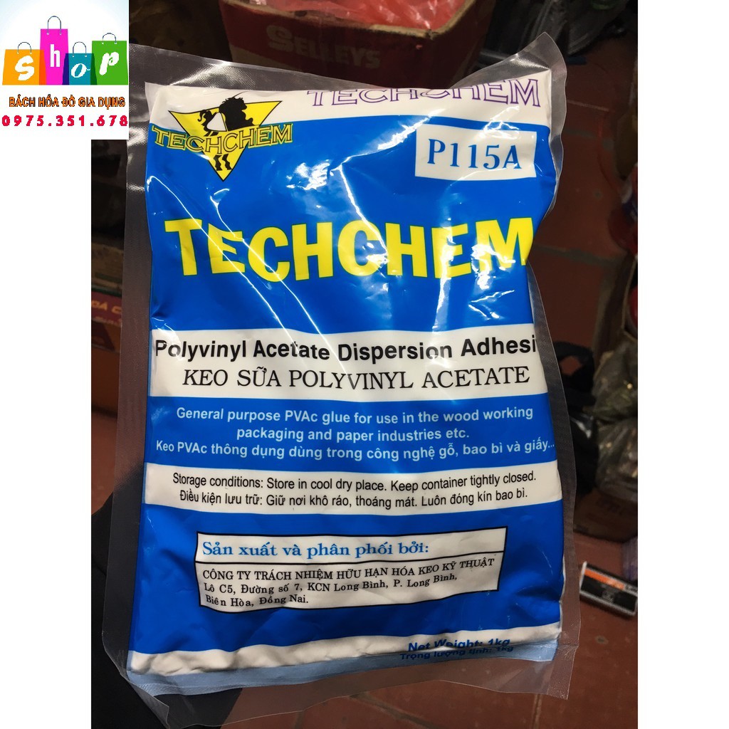 Keo sữa Techchem chuyên dụng trong làm mộc-Keo dán tổng hợp PVA-Giadung24h
