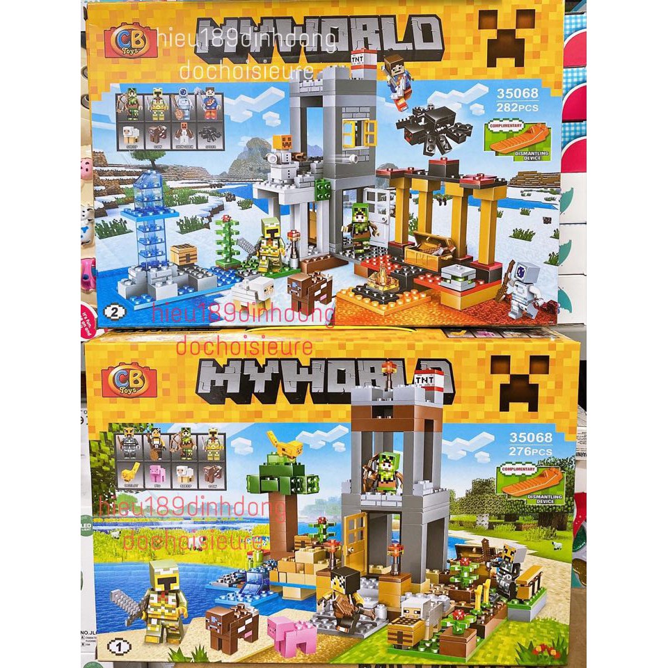 Lắp ráp xếp hình lego minecraft my world 35068: Tháp canh chống quái vật có 2 mẫu số 1 và 2 (Khách hàng chat chọn mẫu)