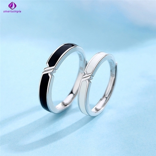 Nhẫn Cặp Trắng Đen Thiết Kế Đơn Giản Tinh Tế Cho Cặp Đôi