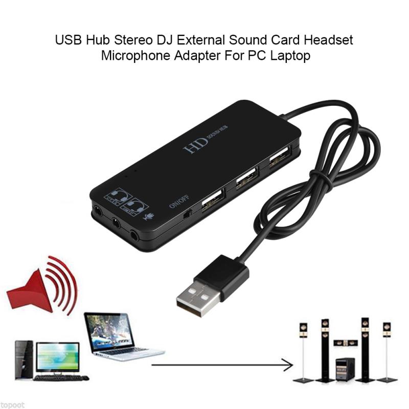 1buycart 3 Port USB 2.0 Hub + Headphone + Mic 7.1 CH Sound Adapter Multi Ports Splitter