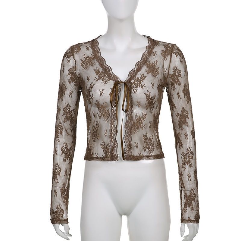 Áo Khoác Cardigan Ren Mỏng Thoáng Khí Phong Cách Retro Thời Trang Mùa Hè Dành Cho Nữ