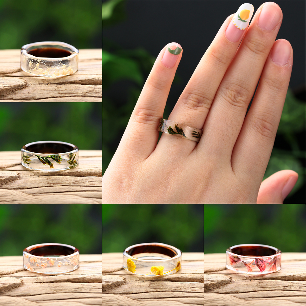 Nhẫn Gỗ Họa Tiết Hoa Thời Trang