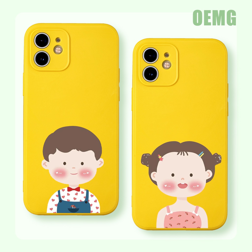 Ốp Điện Thoại Silicon Mềm Chống Sốc cặp đôi dễ thương Hình Hoạt Họa Màu Vàng Cho for iPhone 11 12 13 Pro Max SE 2020 ip 8 7 6 6S Plus X XR XS ZJ424