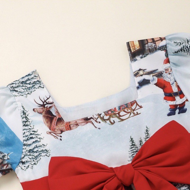 Đầm Công Chúa Tay Ngắn Phối Nơ To vs Hoạ Tiết Đáng Yêu... Cho Bé Từ 0-5 Tuổi.