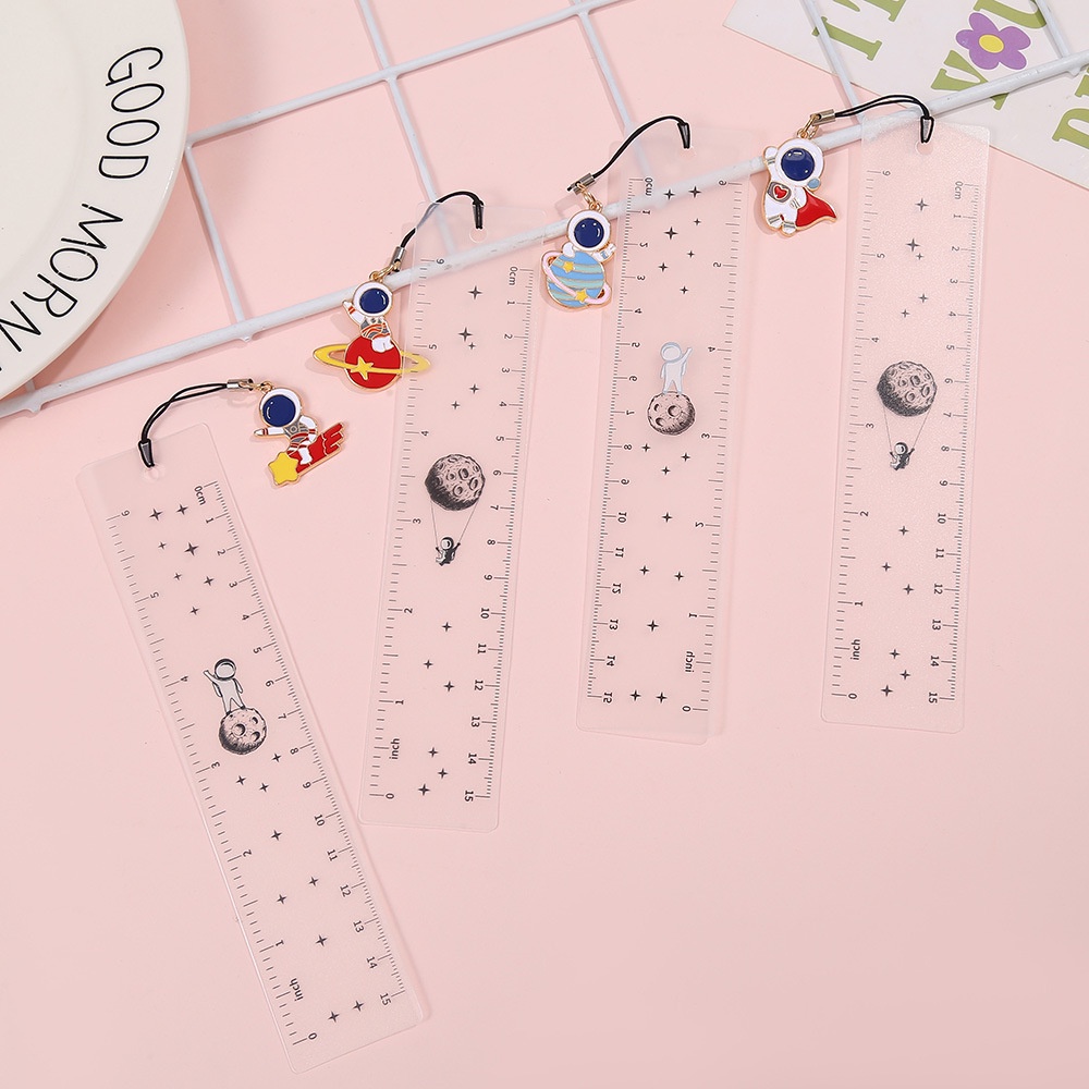 1 Thước Đánh Dấu Sách Trong Suốt Họa Tiết Phi Hành Gia Hoạt Hình Sáng Tạo