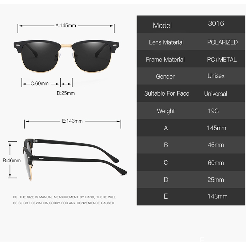 Polarized Men's Sunglasses Male Women's Wild Retro Classic Half Frame Outdoor Riding Fashion Sunglasses