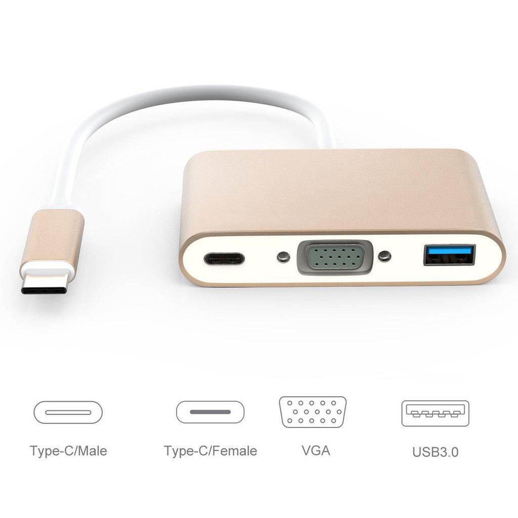 Cáp Type C -&gt; Vga L + USB 3.1 , cáp Type C từ máy tính sang màn hình cổng Vga + usb 2.0