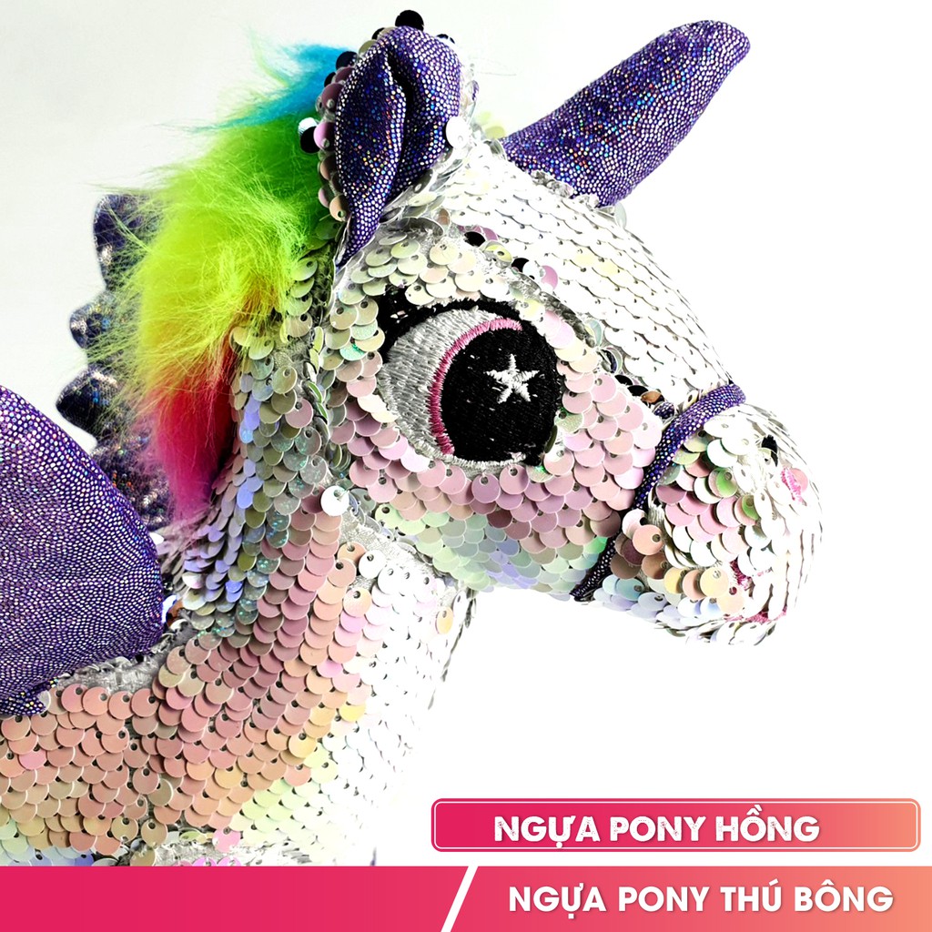 Gấu bông ngựa Pony 25cm lấp lánh, thú nhồi bông nhập khẩu