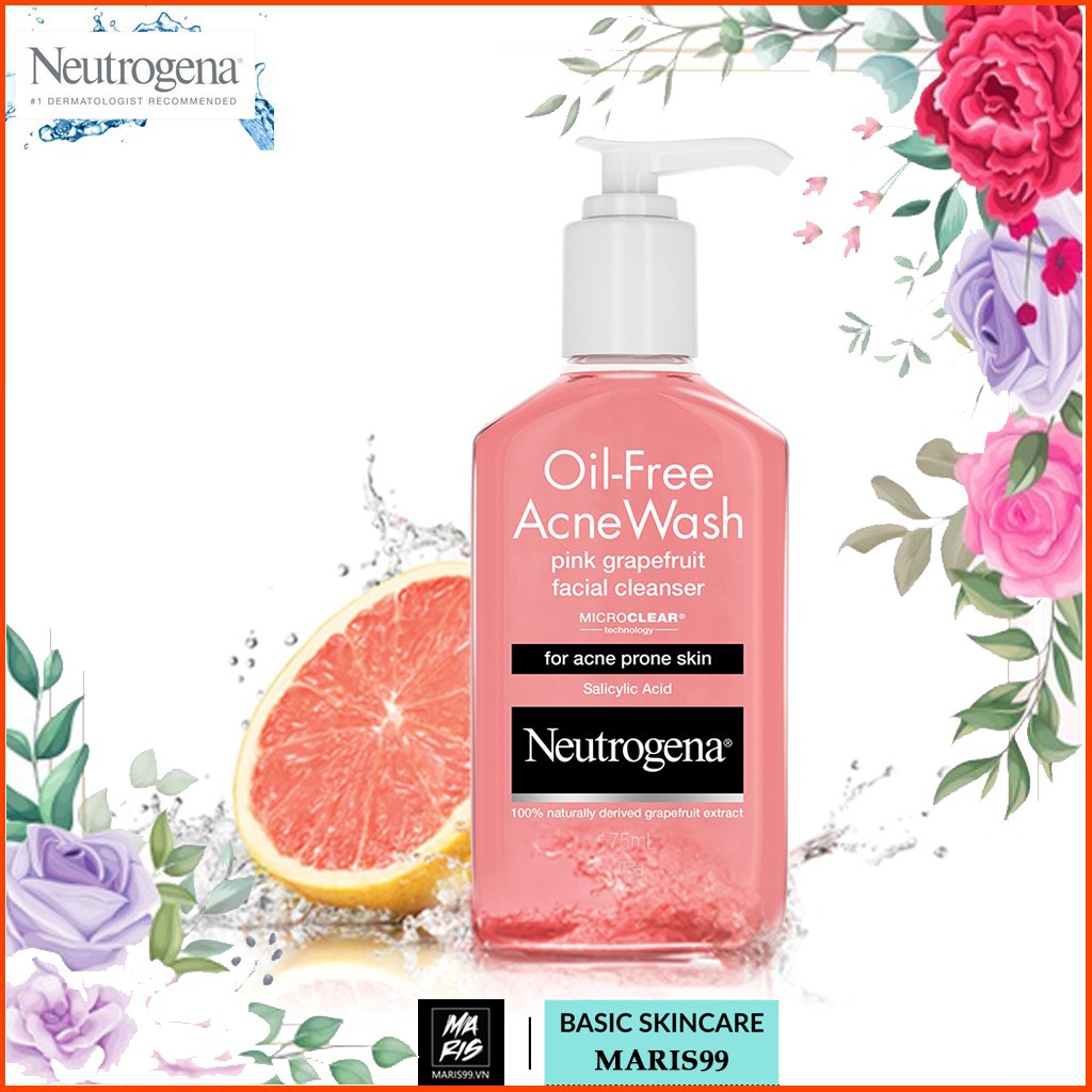 Sữa rửa mặt Neutrogena Pink Grapefruit Acne Face Wash + Cleanser with Vitamin C + Salicylic Acid 177ml