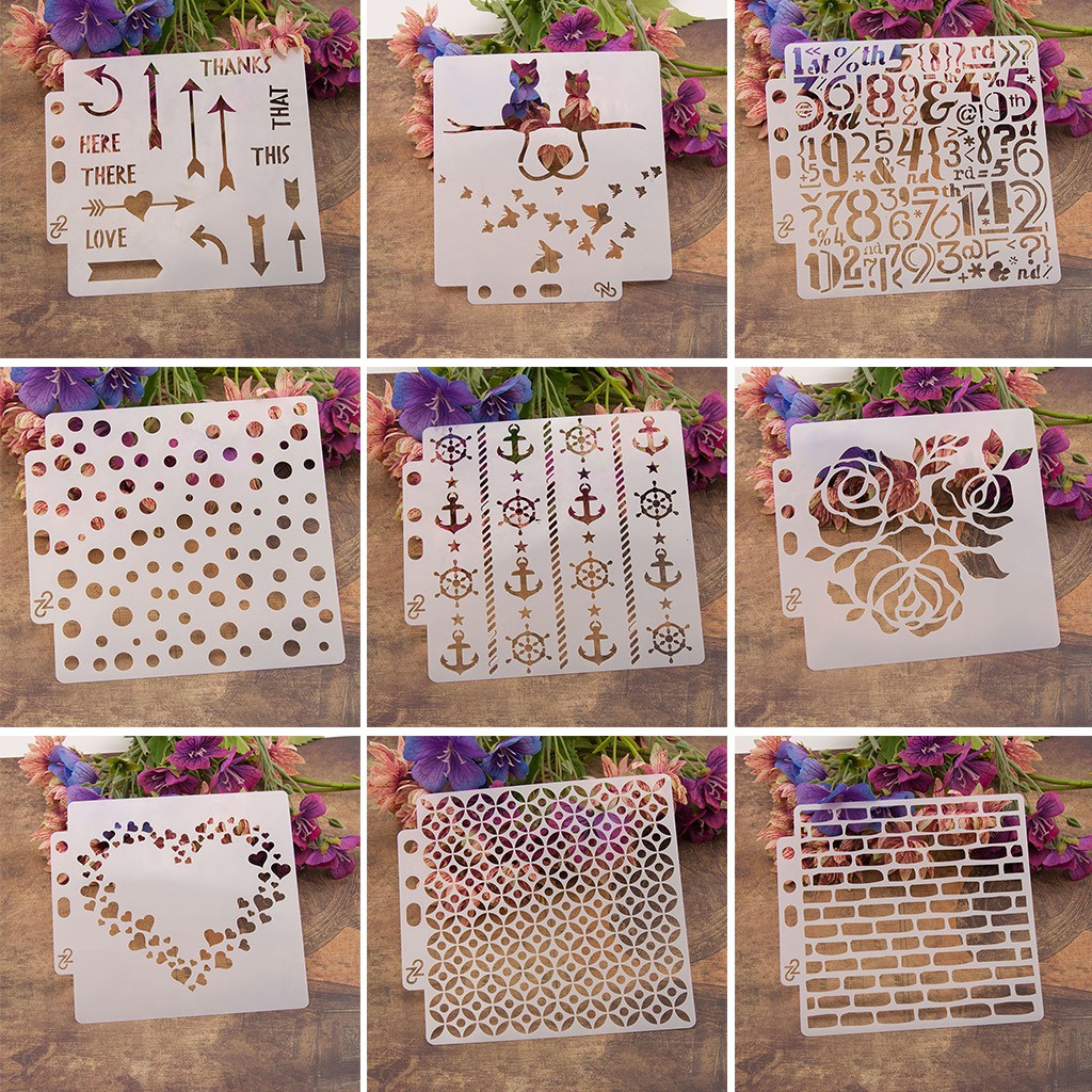 Khuôn vẽ đóng dấu nổi hình hoa dùng trang trí scrapbook/album/thiệp thủ công 5A28804