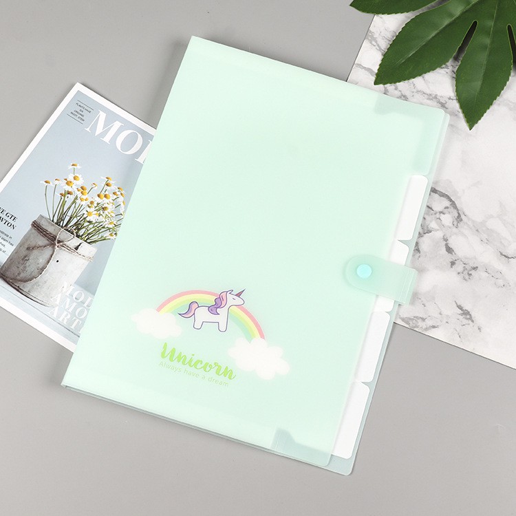 Túi đựng tài liệu A4 nhiều lớp in hình kỳ lân sáng tạo Unicorn Thần Thoại cho học sinh BMBooks