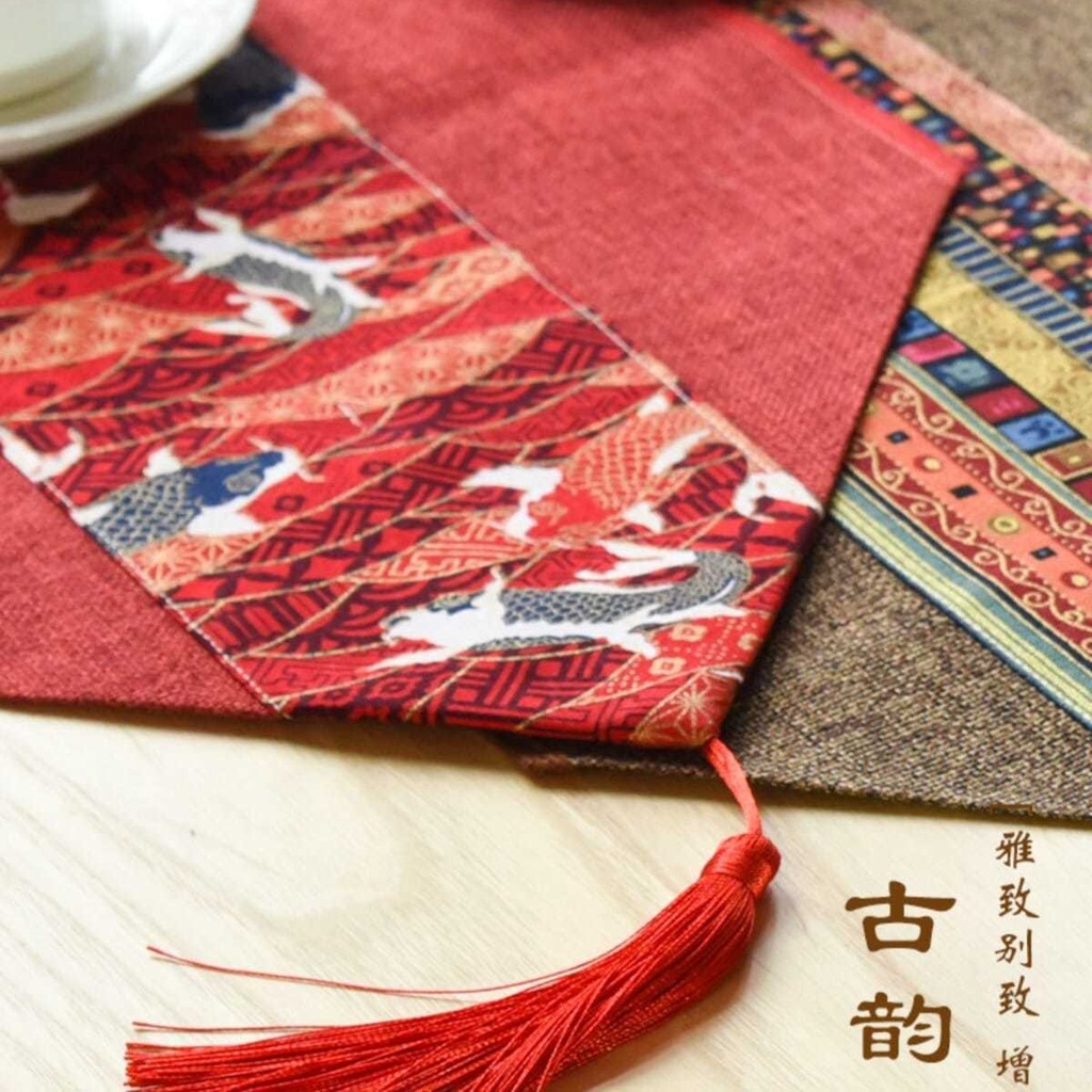 Khăn trải bàn vải lanh cotton phong cách Trung Hoa mừng năm mới 2022