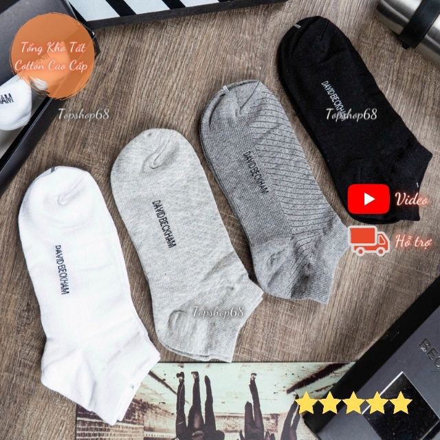 [Hàng Cao Cấp] Set Tất Nam, Vớ Nam Ngắn Cổ, Dài Cổ HM David Beckham (4 đôi) Cotton Thời Trang, Dầy Dặn 4 Mùa