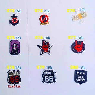 Sticker vải ủi quần áo, giày, ba lô, nón 072 - 080
