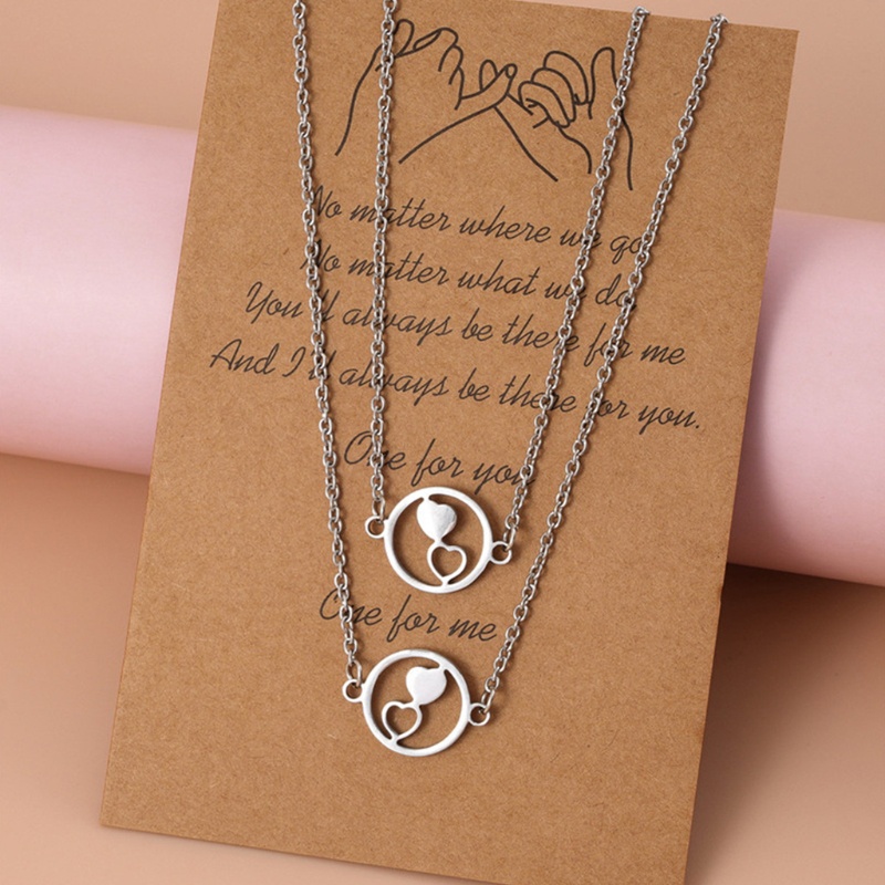 Bộ Vòng cổ + Vòng Tay + Nhẫn + Mặt Vòng cổ Hình Trái Tim In Chữ Best Friend Sister Dễ Thương
