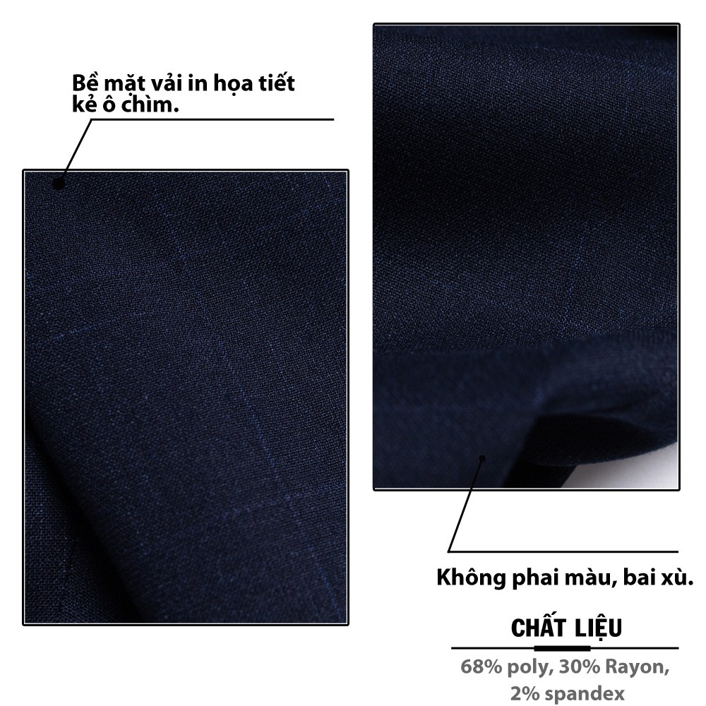 Quần Âu Nam 5S Họa Tiết Kẻ Caro Chìm Màu Xanh Xám,  Dáng Ôm Vừa, Ít Nhăn, Thoáng Mát, Co Giãn Nhẹ(QAU0406S1XAX) | BigBuy360 - bigbuy360.vn