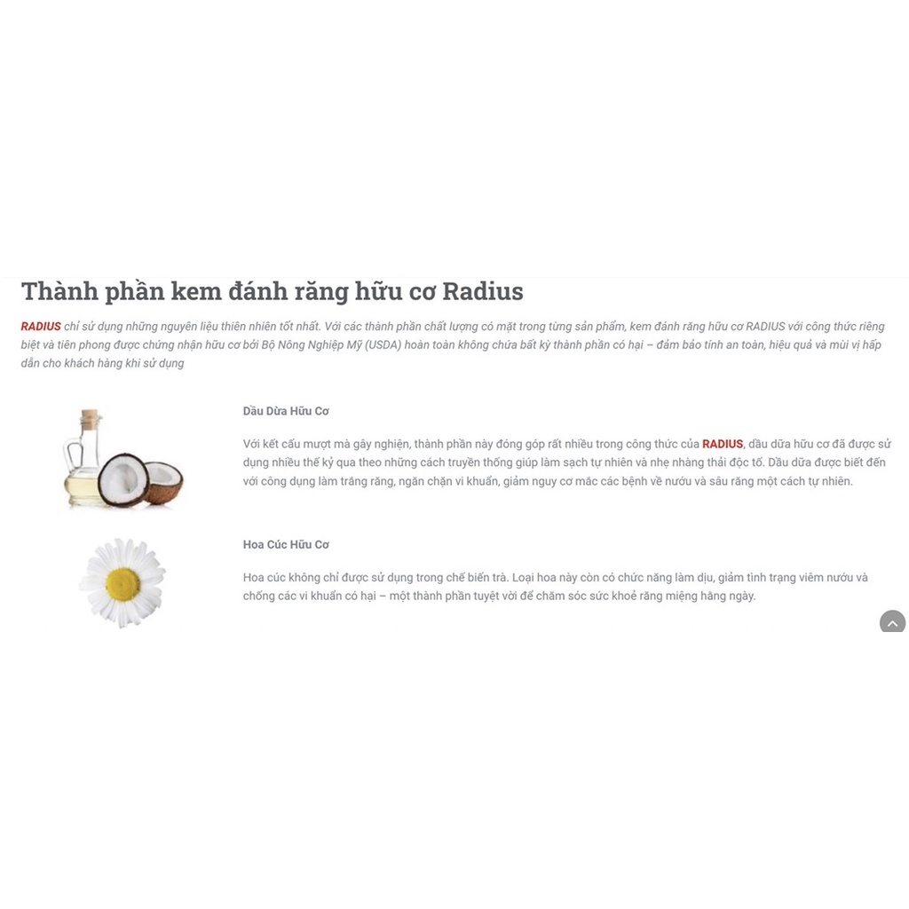 Kem đánh răng hữu cơ Radius 85g (vị đinh hương, bạc hà, bạch đậu khấu, trà xanh...)