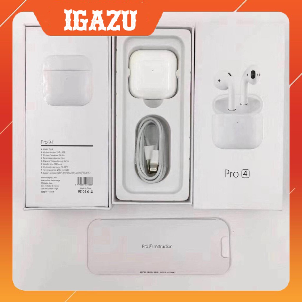 Tai nghe bluetooth ipod pro 4 định vị / đổi tên / nhỏ gọn / cảm biến siêu nhạy,bảo hành 6 tháng - IGAZU