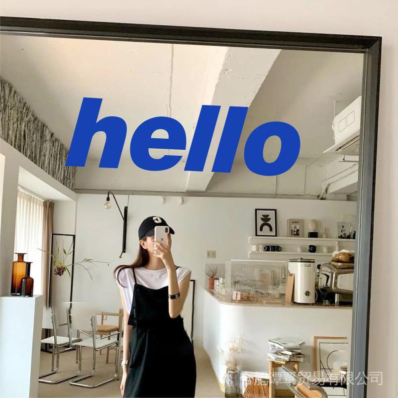 Miếng Dán Trang Trí Kính Cửa Hàng / Phòng Ăn / Tắm In Chữ Tiếng Anh Hello ins GGB4
