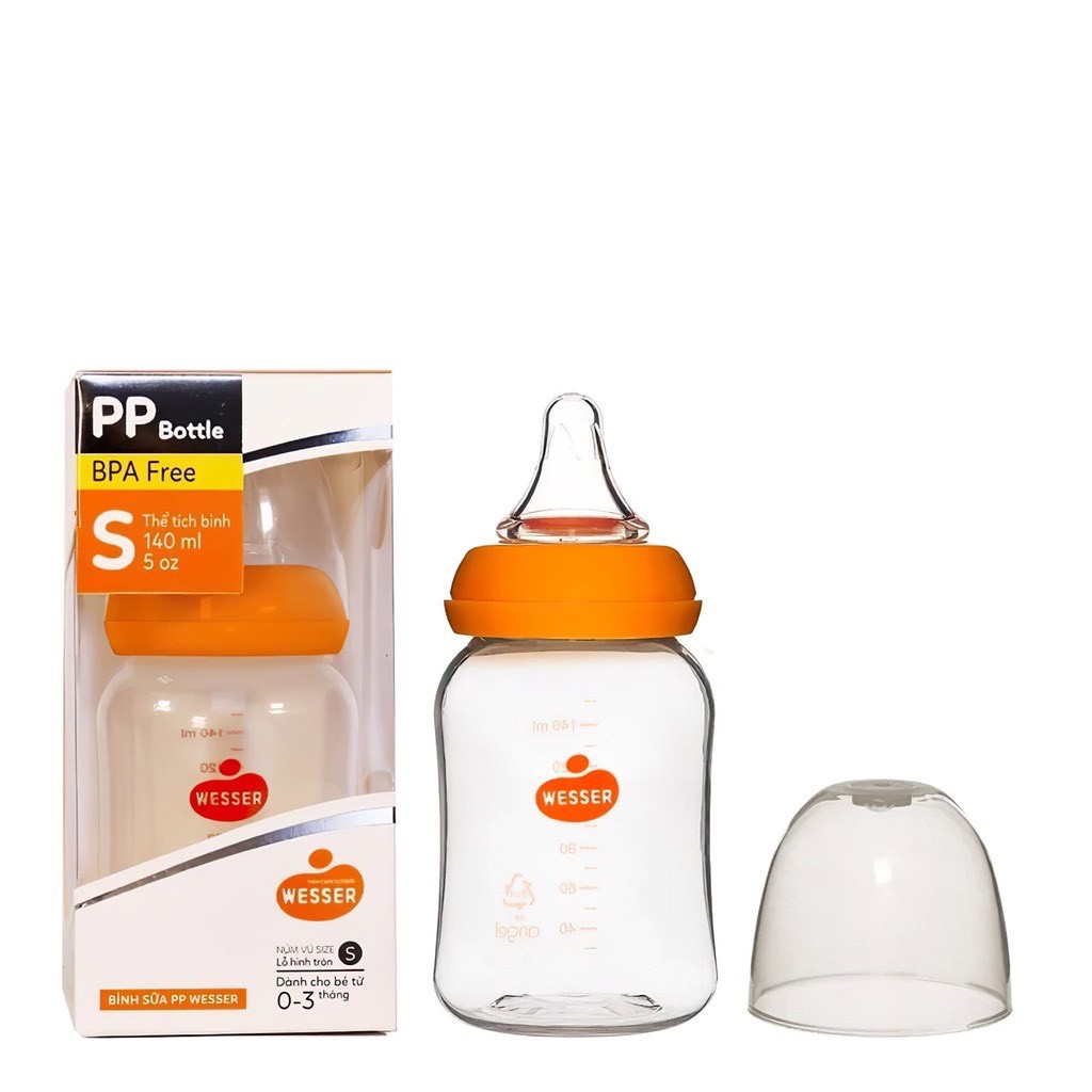 Bình Sữa Wesser Cổ Hẹp PP Bottle Kháng Khuẩn 140ml