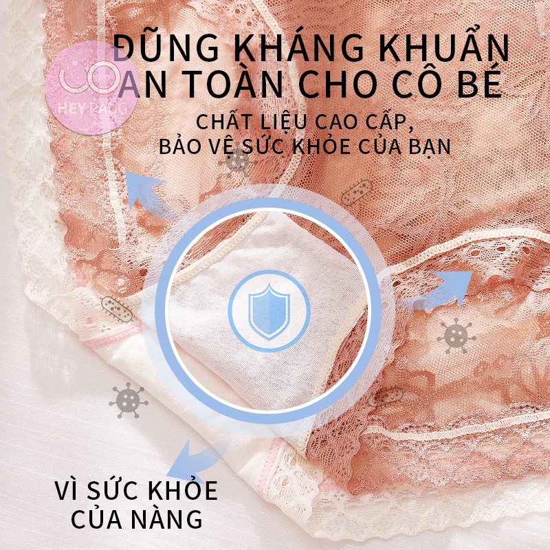 Quần lót ren nữ họa tiết hoa sexy gợi cảm chất vải mềm mại thoáng khí không hằn mông HEYPANG VN034