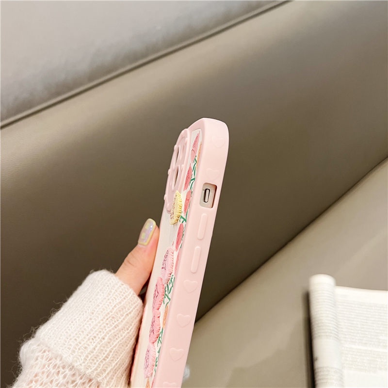 Ốp Điện Thoại Thêu Hình Hoa Tulip Cho iphone 12 13 11 Pro Max X Xs Max Xr Yih8