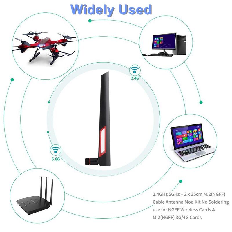Bộ Ăng Ten Mở Rộng 2X10Dbi RP-SMA MHF4 Băng Tần Kép 2.4GHz 5GHz Cho Thẻ WiFi M.2 AX210 AX200