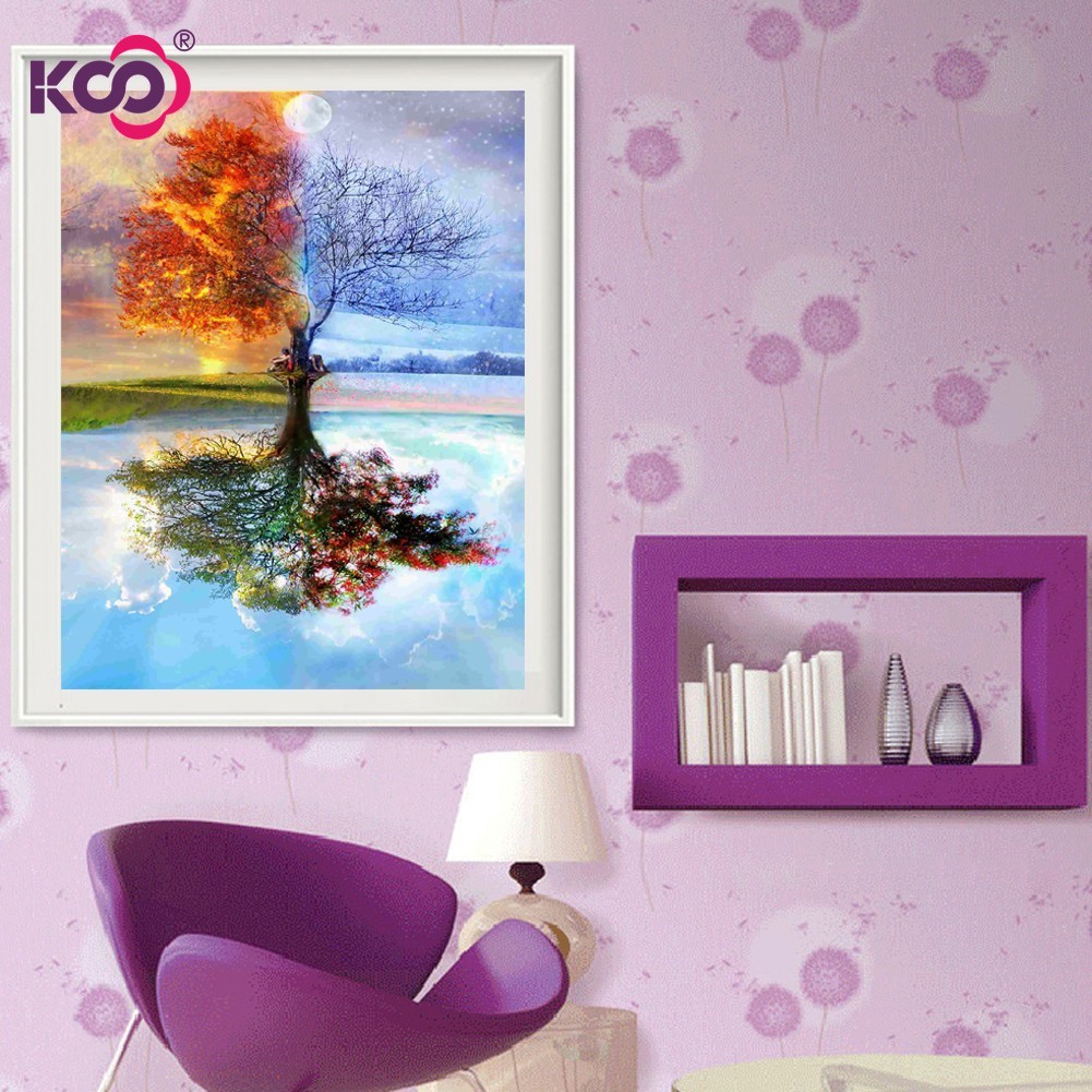 Tranh đính đá 5D tự làm hình cây 30x40cm trang trí nhà cửa