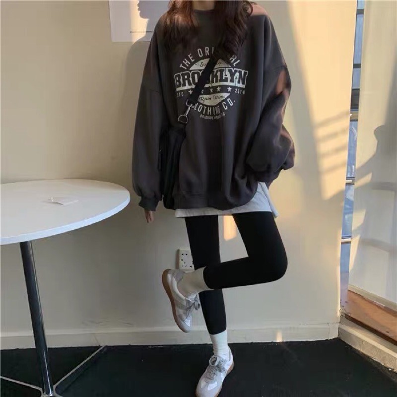 Áo hoodie sweeter nỉ da cá không có lót dáng suông dài basic | BigBuy360 - bigbuy360.vn