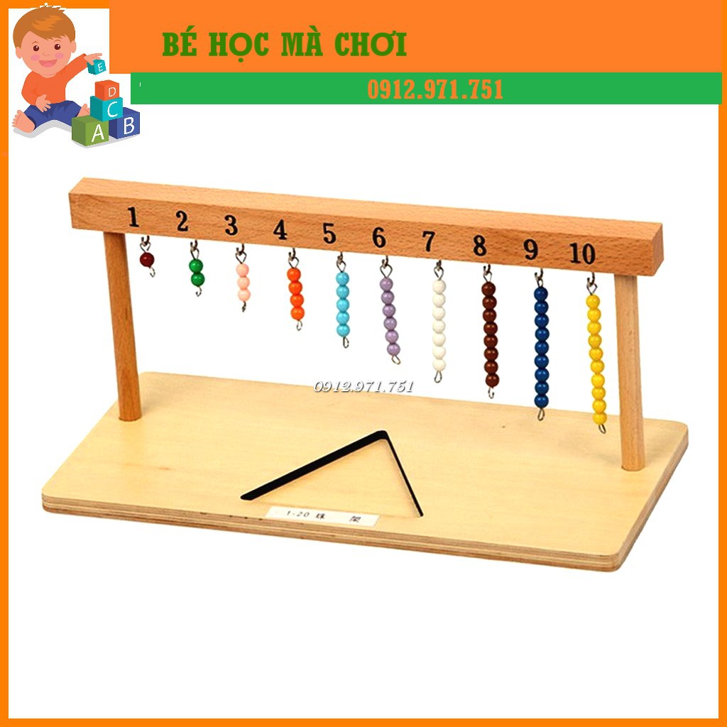 COMBO 2 Giá treo các chuỗi hạt cườm màu từ 1-10 và 11-20 Giáo cụ Montessori