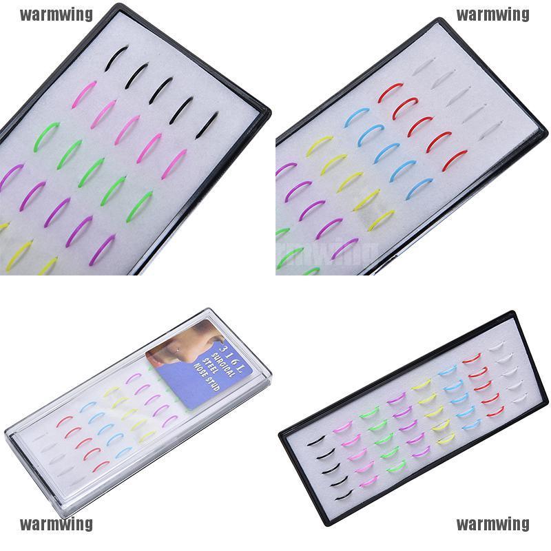 Bán Buôn 1 Hộp 40 Chiếc Khuyên Mũi Acrylic Nhiều Hình Dạng